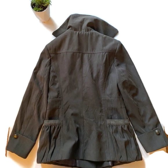 Chocolate Brown High Collared Jacket Blazer Sz L - Picture 2 of 6